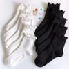Women Socks Ruffle White Black Frilly Lolita Style Japanese Maiden Cute Kawaii Cotton Harajuku Princess Crew Calcetines