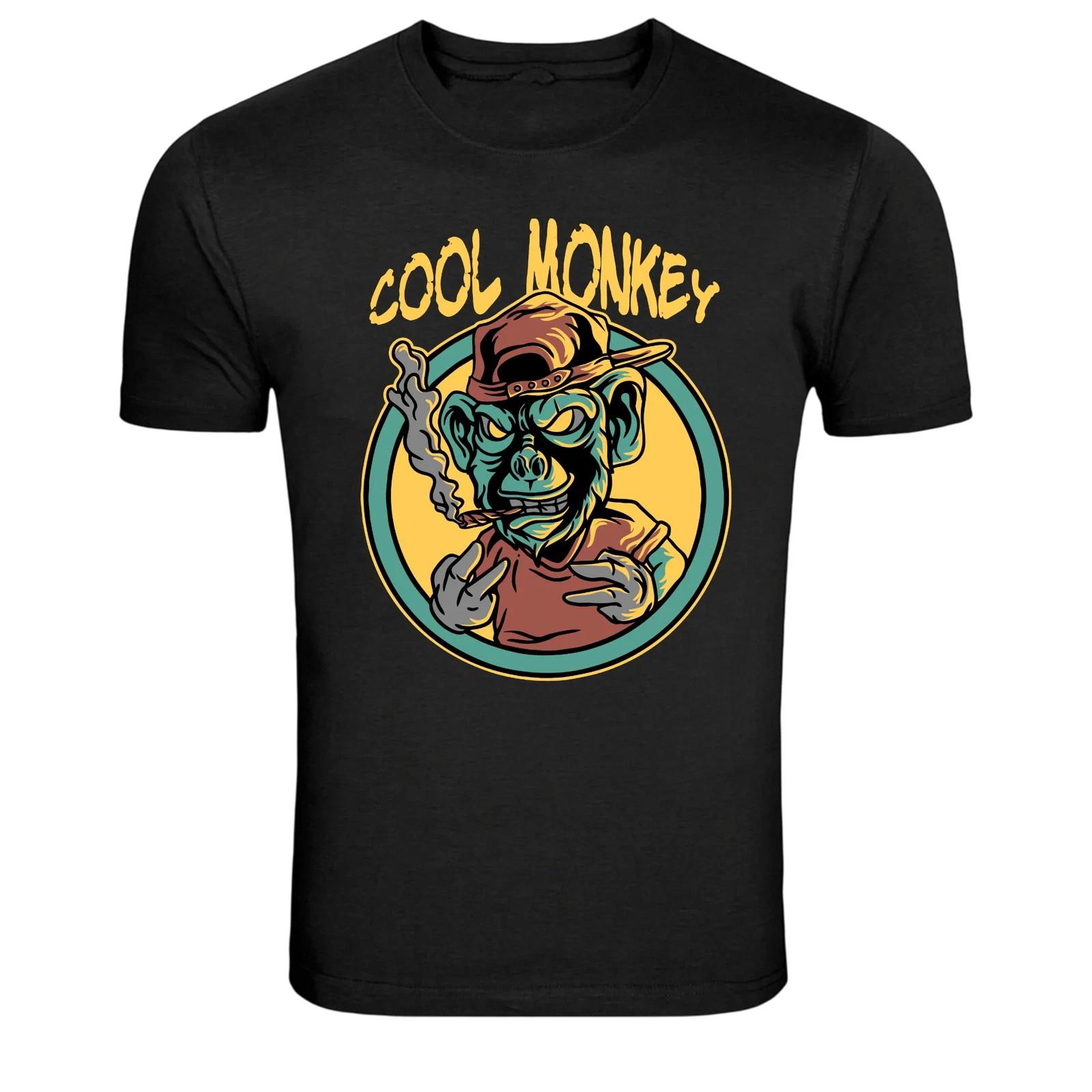 Cool Monkey Smoking Street Style Cartoon Graphic T-Shirt XXXL