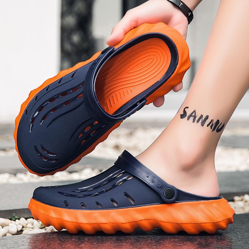 Sandalen für Herren Lochschuhe für Herren Runde Zehenpartie Strandschuhe Jelly-Sandalen Herren Hausschuhe Fahrschuhe