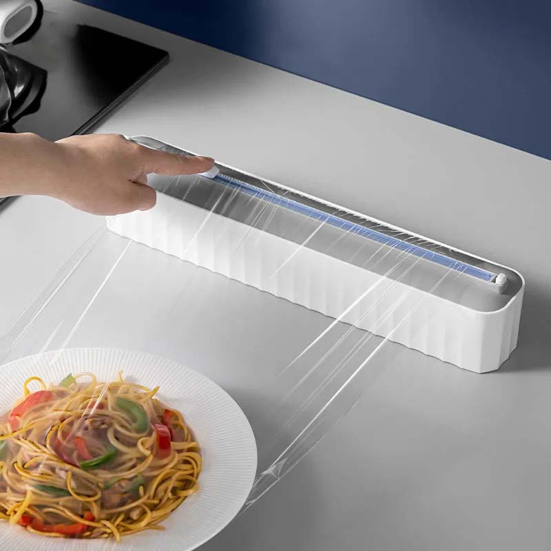 Plastic Food Wrap Cutter Slide Knife Multifunctional Magnetic Suction Wall-mounted Cutting Box Disposable Cling Film Dispenser Kitchen Foil Cutter