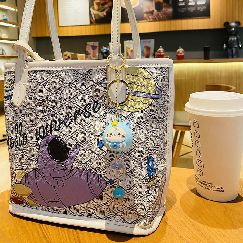 Adorable Coco Cat Daruma Keychain Cute Alloy Pvc Charm For Car Backpack Lovers