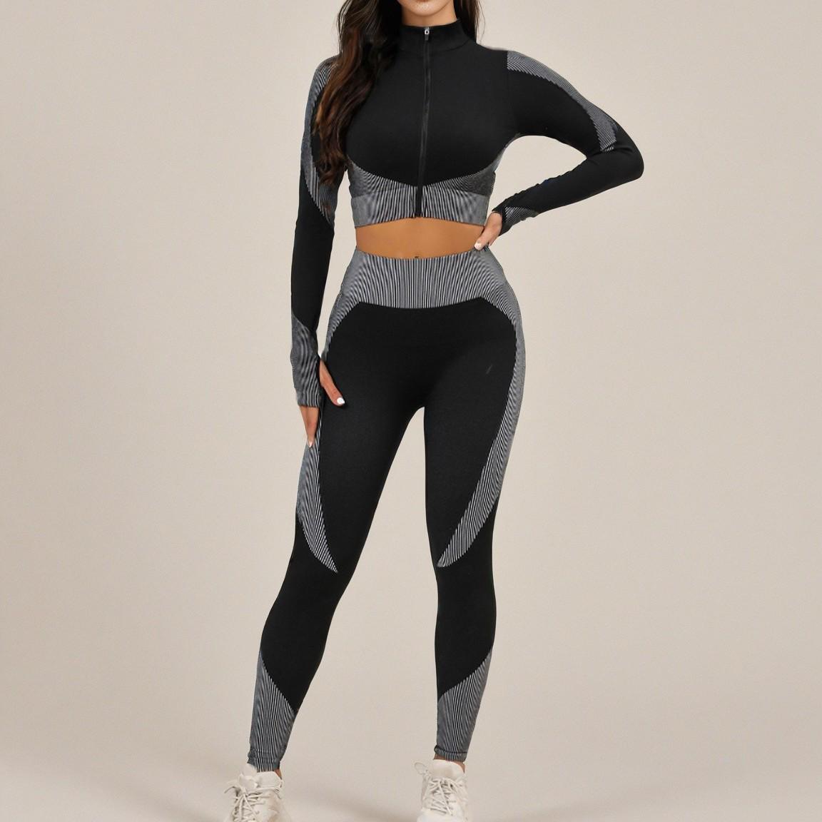 

Women s Long Sleeve Yoga Top & Fitness Set - Autumn/Winter Small чорний