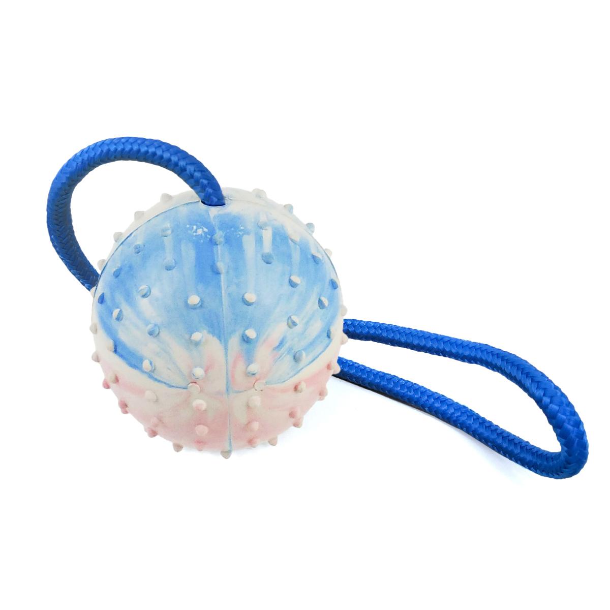 Pet Dog Training Ball Toys with Rope Naturel Rubber Ball Toy for Dog Tooth Clean Play Chew Exercise Toy белый
