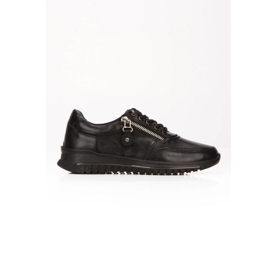 

Women s Genuine Leather Zippered Stylish Sneakers 36 чёрный