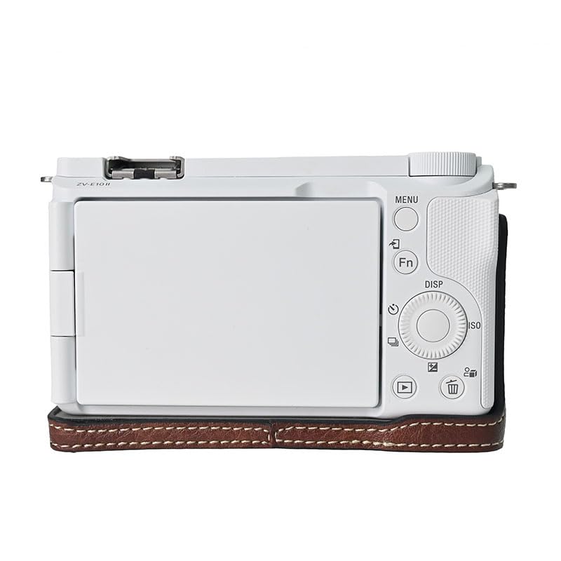 Für SONY VLOGCAM Gehäuseabdeckung Gehäusehälfte Gehäuse Exklusive zu öffnende Art Echtleder Gehäuse ZV-E10 II/ZV-E10M2 [HNWEIWEI] (Dunkelbraun)