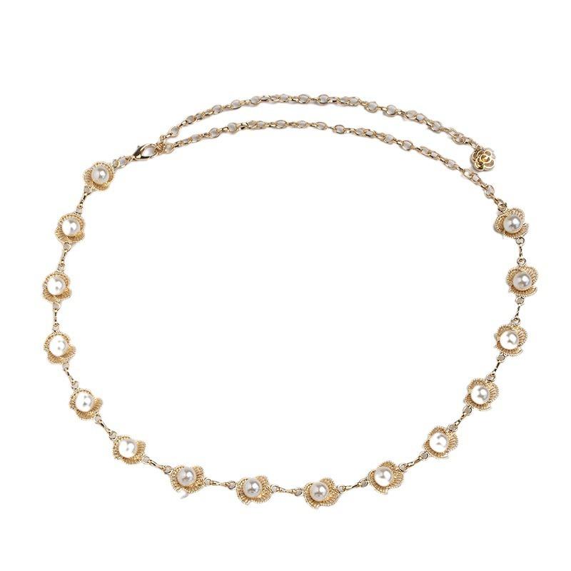 Women's High-end Pearl Waist Chain Flower Hollow Metal Exquisite Waist Chain