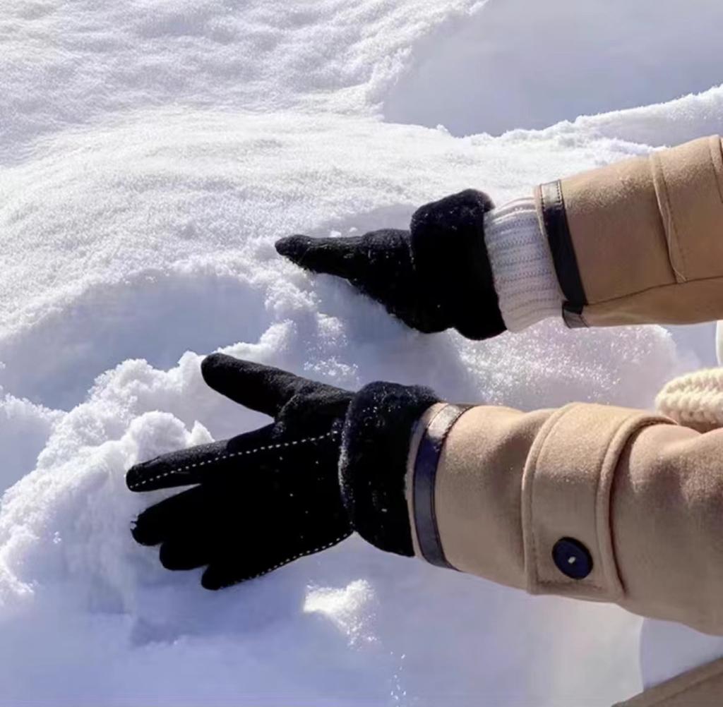 Gloves Women'S Winter Riding Warm And Cold-Proof, Piled And Thickened Women'S Cashmere Touchscreen Gloves