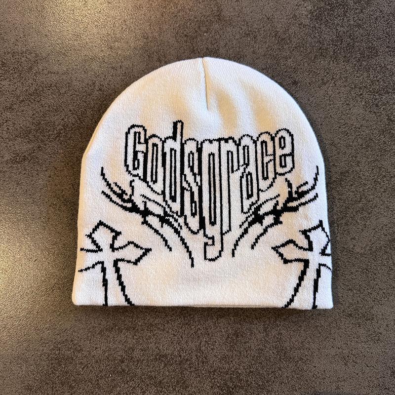 

Letter Niche Knitted Hat Women S Autumn And Winter Warm Pullover Cold Hat Street Photograph Concave Shape Wool Hat