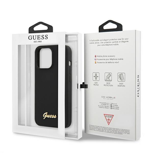 Guess Guhmp13Xlslmgbk Iphone 13 Pro Max6,7 Black/Czarny Hardcase Silikonowy Skrypt Złote Logo Magsafe