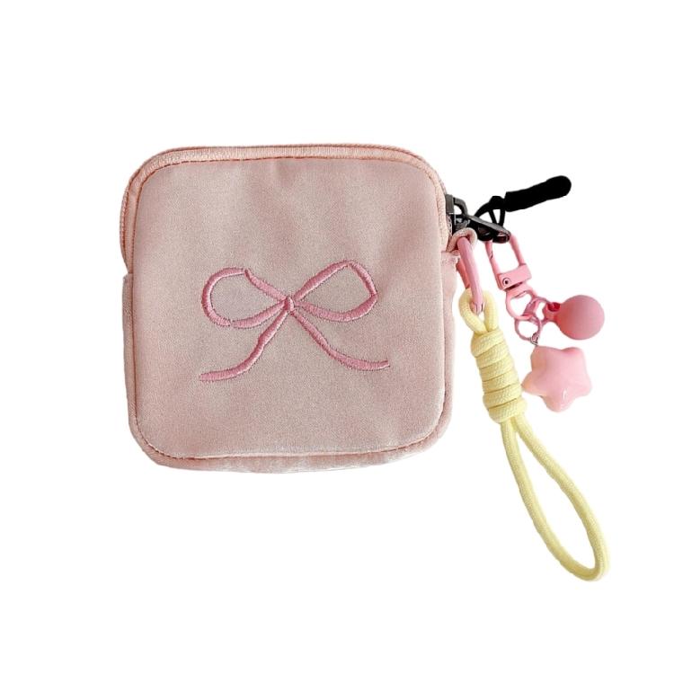 Multifunctional Small Stuff Pouch Organizer Bag and Removable Strap Set Elegant Bowknot Daily  Storage Solution