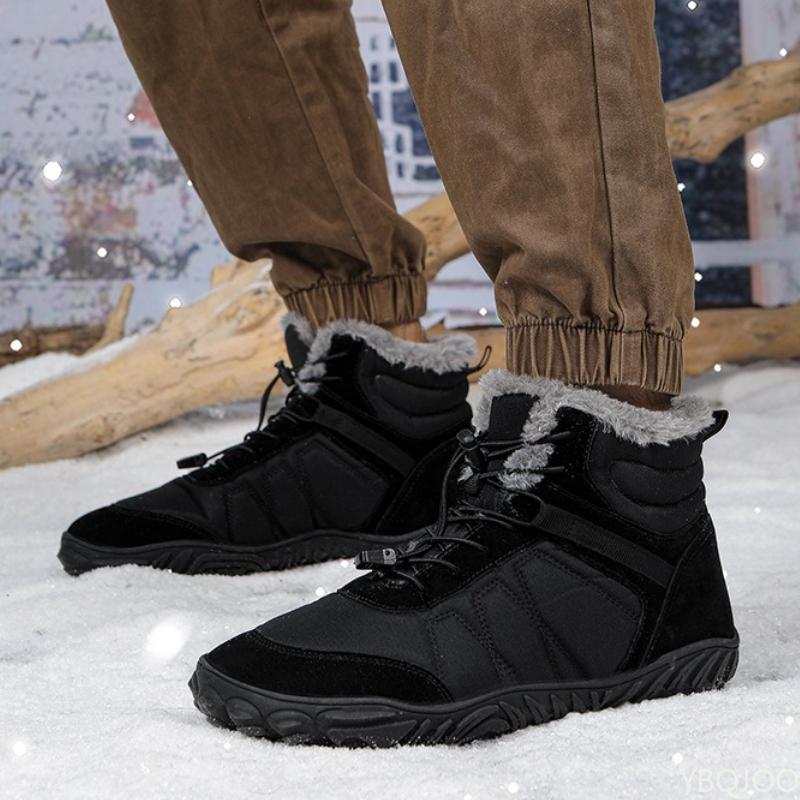 Herbst- und Wintermode Große Outdoor-Samt Warme Herren High Top Baumwollschuhe Dicke Weiche Sohle Rutschfest Herrenstiefel