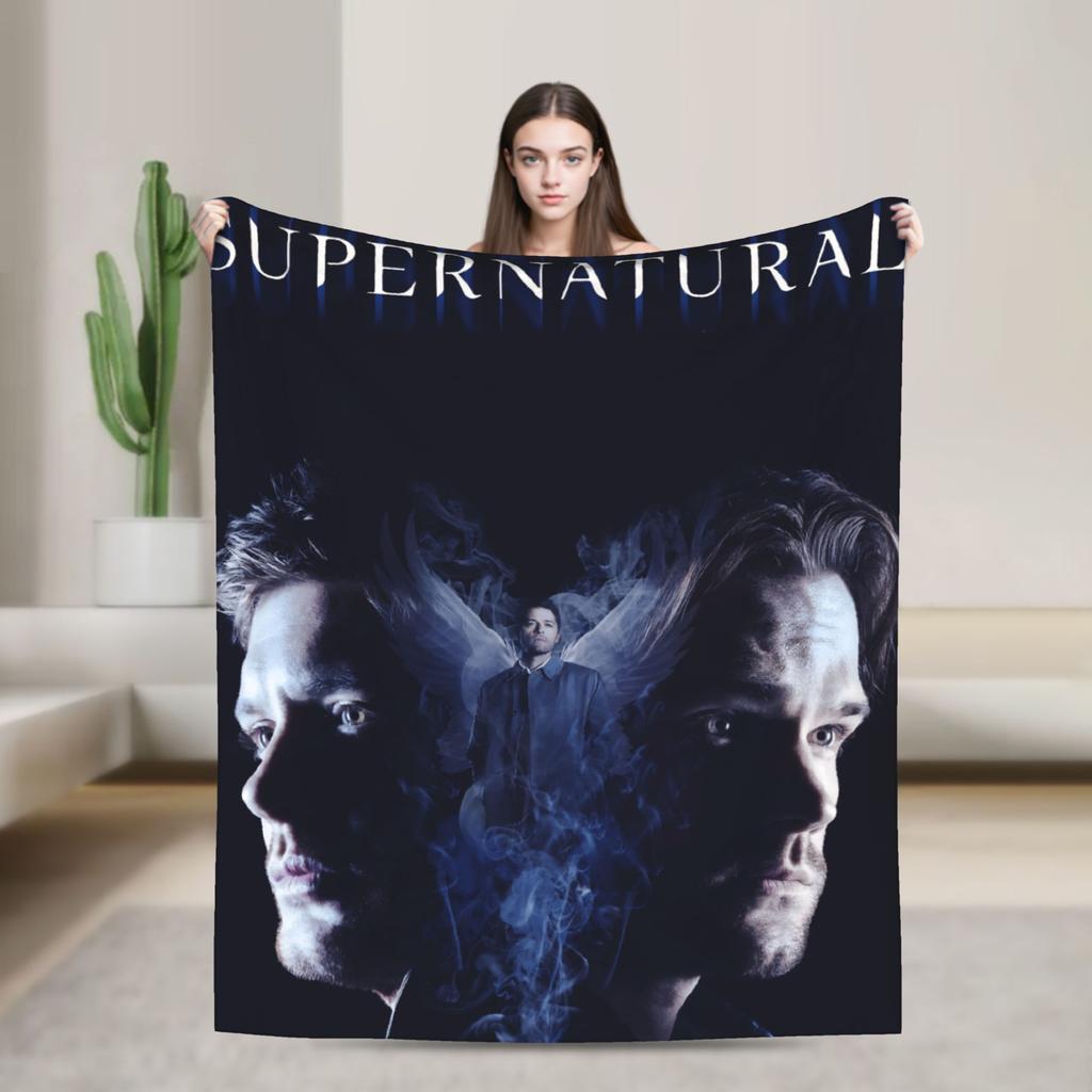 Warm Soft Blanket Camping Sam Winchester Supernatural Throw Blanket Flannel Bedspread For Couch Chair Sofa Bed Sofa Bed Cover