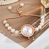 Sieviešu rhinestone rokassprādzes pulkstenis, regulējams mākslīgo pērļu siksna, apaļš ciparnīca Sieviešu ikdienišķa formāla kleita Kvarca rokas pulkstenis Modes rotaslietas aksesuārs