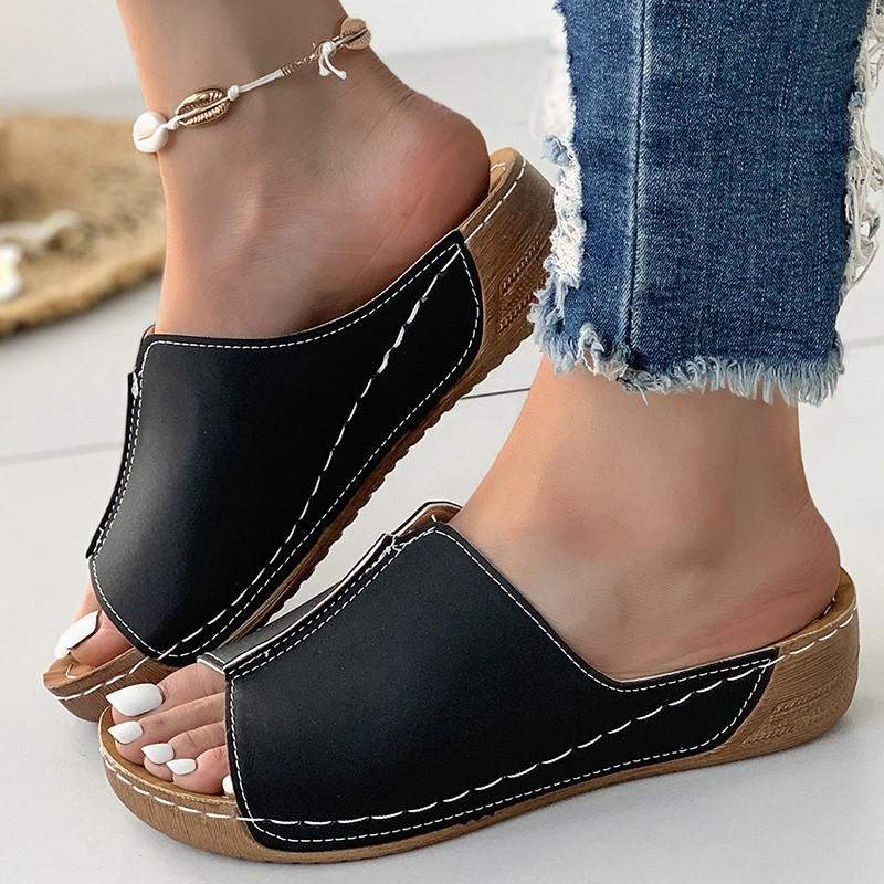Fashion Sandals Shoes Women Summer Platform Shoes Woman Slip On Walking Shoes Wedge Women's Sandals Retro Woman Slippers Female Footwear