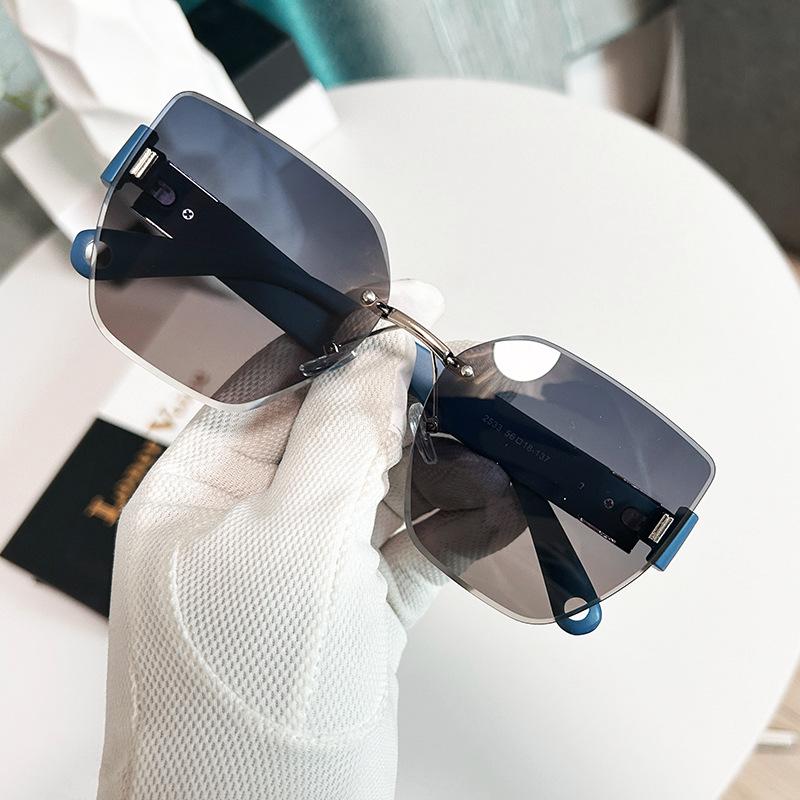 Xiaoxiangfeng Frameless Trimmed Sunglasses Women'S Polygonal Design Sunglasses Unisex Four-Leaf Clover Glasses