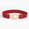 Fashionable Elastic Belt with Round Gold Buckle In Black and White