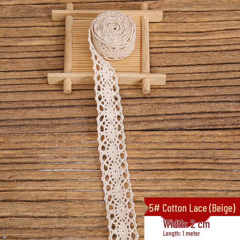 Handmade Off-White Elastic Cotton Lace for DIY Garment Accessories and Skirt Hem Decoration.