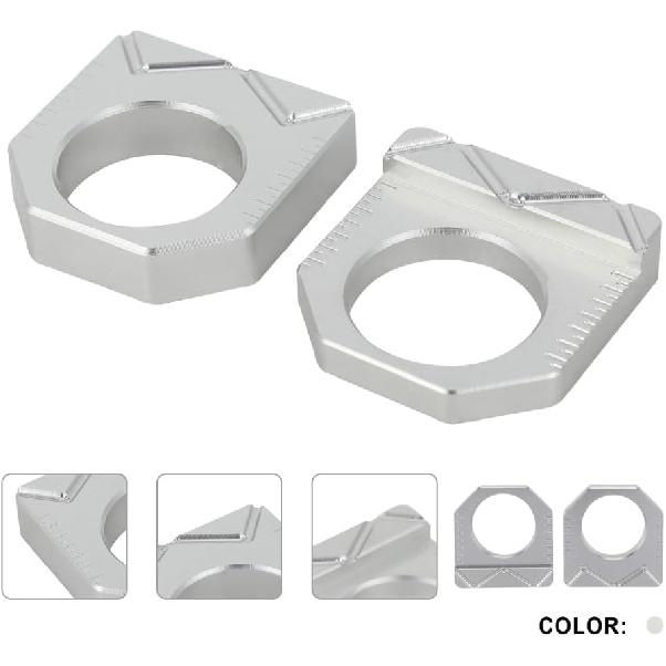 Dirt Bike Rear Axle Block CNC Motorcycle Chain Tensioner Adjuster for KX450F 16-18 KX250F 17-19 KX250 KX450 19-24 KX250X KX450X 22-24 Silver