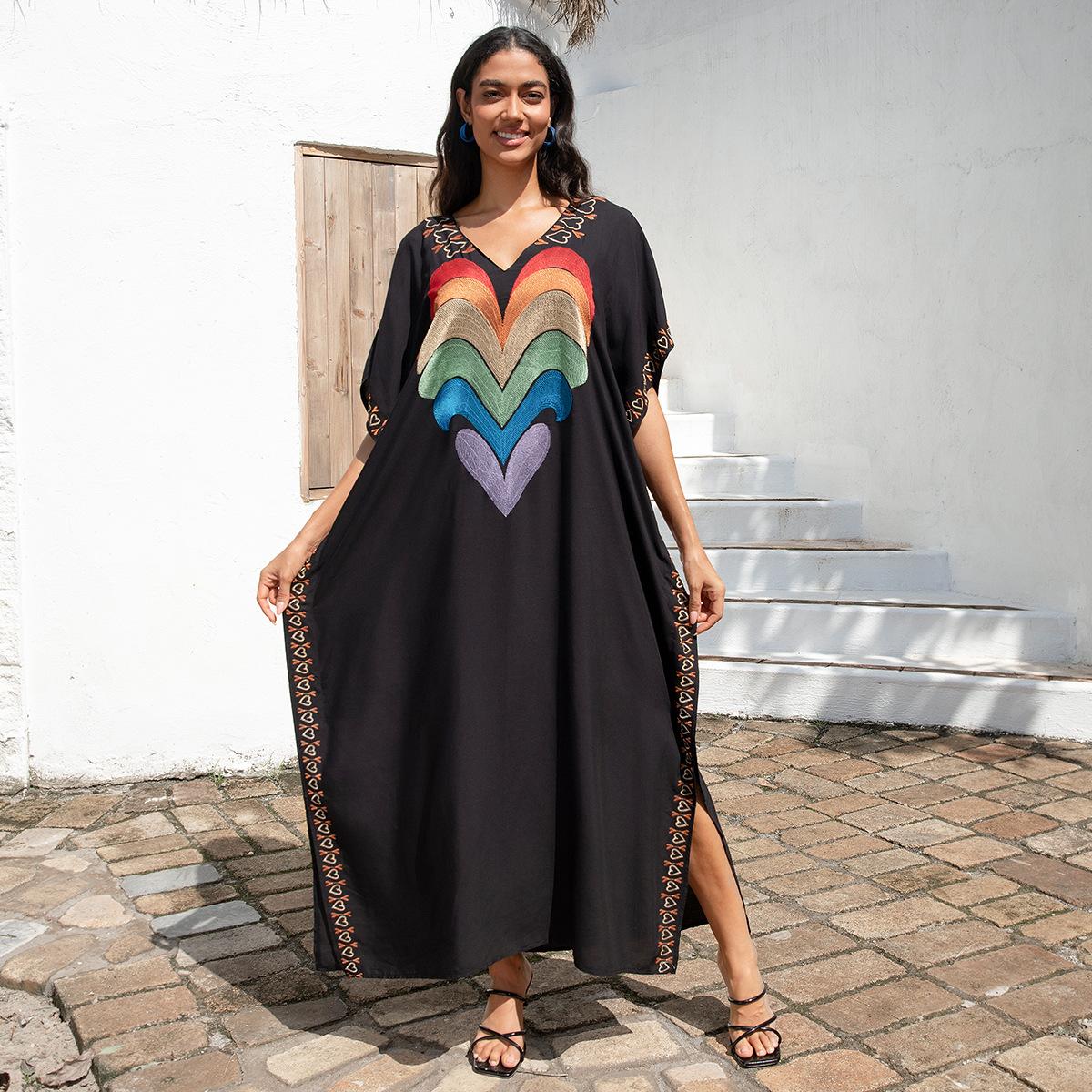 

Женская мода лето весна Love Letter Print рукава 1/2 V-образный вырез свободная талия повседневные платья Size: One Size