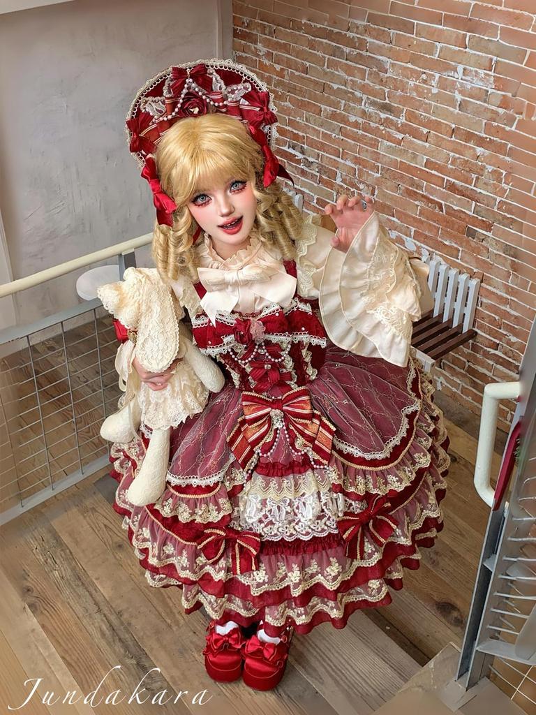 Gonna JSK a Strati Jundakara con e Un Vestito Carino per Lolita Disponibile in Rosa per e Nastri, Volant, Perle, Perline, Pizzo. Sognante, Donne.