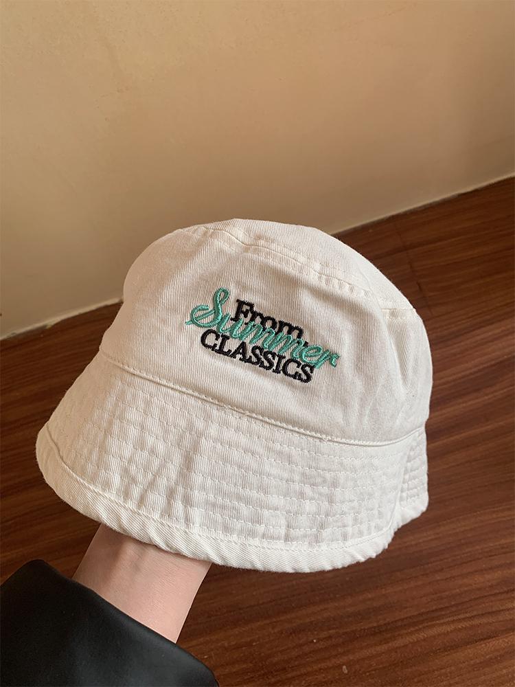 Bucket hat new spring and summer solid color letter basin hat versatile bucket hat sunscreen visor hat