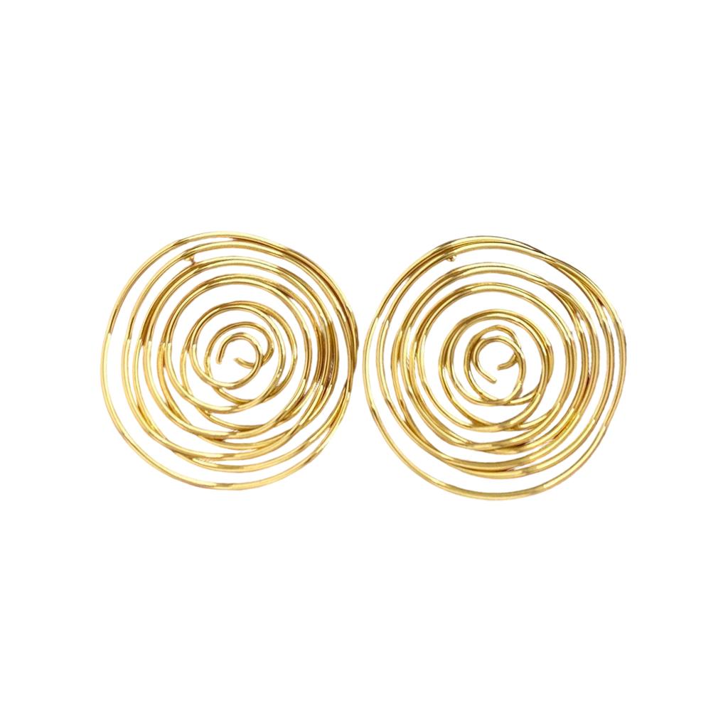 Artistic Openwork Round Earrings Dissymmetry Geometric Twist Iron Alloy Jewelry Comfortable For Office Party Occasions
