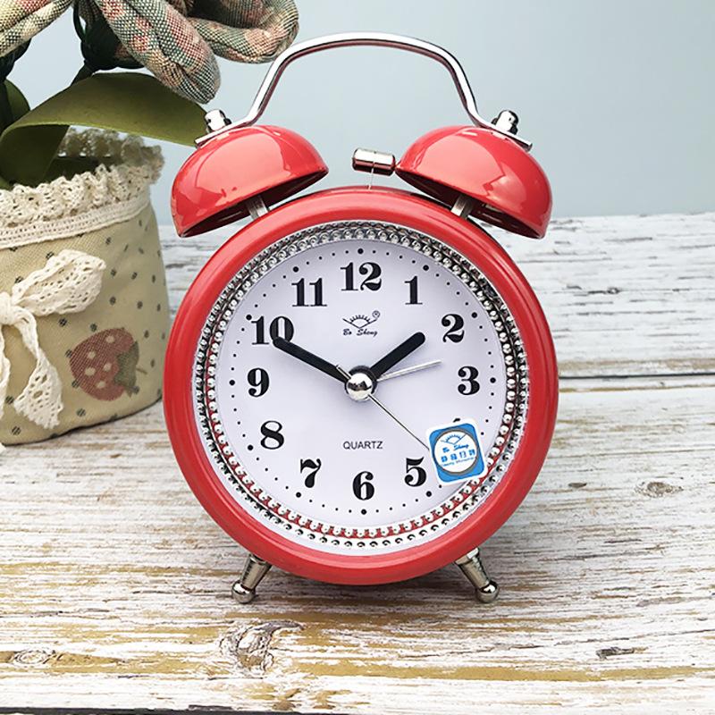 Creative Clock Metal Ringing Alarm Clock with Night Light Bedside Alarm Clock Fashionable and Personalized Student Clock