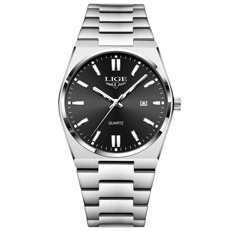 LIGE Waterproof Luminous Men's Quartz Multifunctional Business Watch with Calendar