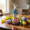 Cartoon Easter Bunny Figurine Handmade Standing Bunny Egg Statue Lovely Sculpture Resin Rabbit Sculpture Easter Party
