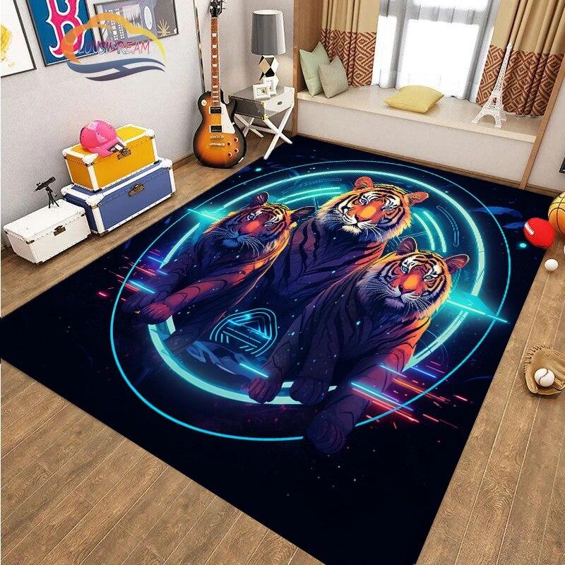 Covor de podea cu animale cool tigru art fashion covor Decorație casei cadouri covor Anti-alunecare pentru sufragerie și pat copil
