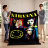 Nirvana Band Art Style Flannel Blanket for Bedroom, Living Room, Sofa, and Nap Sofas.