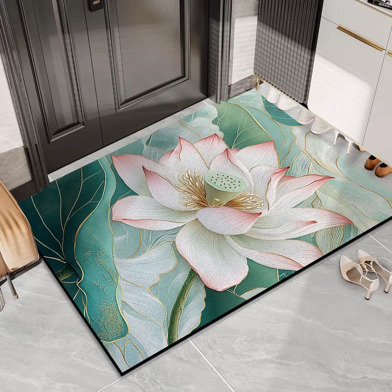 Door Lotus Silk Mat Household Door Door Dirt Mat Outdoor Dirt Resistant Dust Removal Can Be Tailored Carpet