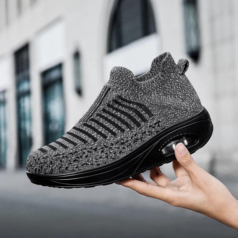 2026 New Foreign Trade Casual Shoes Breathable and Lightweight Mom Shoes Lace Up Air Cushion Sports Shoes for Women