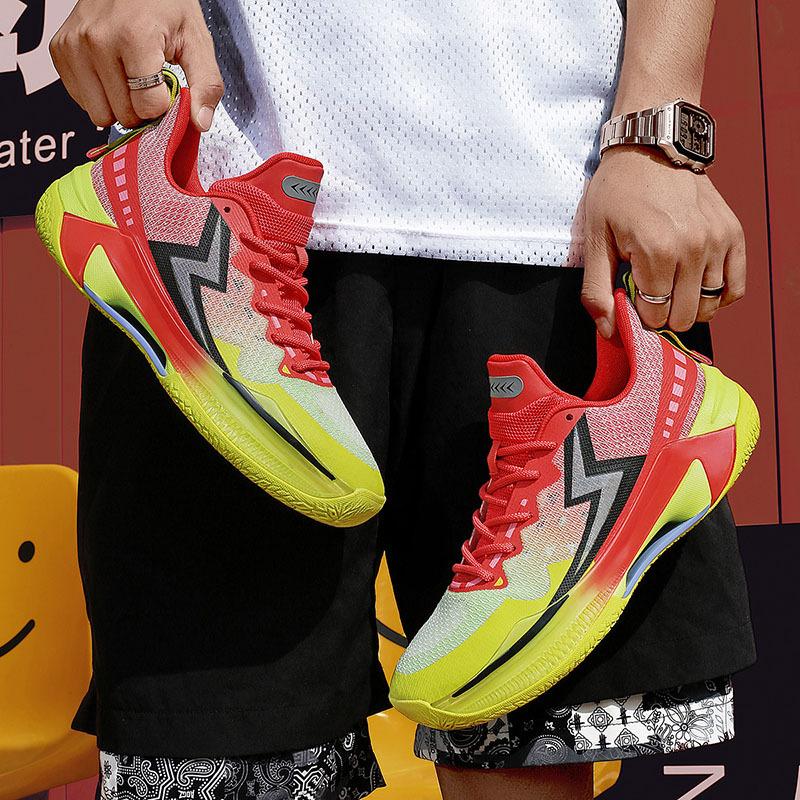 Autumn new high elastic lightweight middle school basketball shoes men's street trend multi-color sports shoes comfortable breathable sneakers