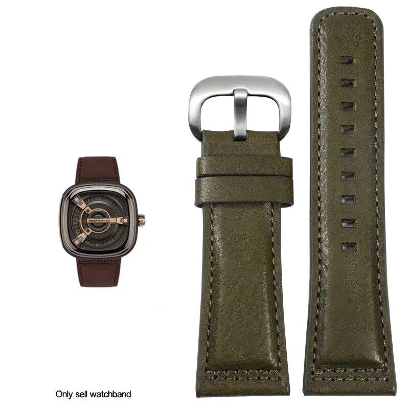 Für Uhrenarmband Sevenfriday S2 / P3 / m2 Italienisches Echtleder Herren Braun Schwarz Rot Grün Uhrenarmband 28mm