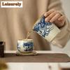 Handmade Ru Kiln Porcelain Tea Pitcher Blue and White Dragon Pattern Fair Cup Cha Hai Justice Cup Tea Services Craft Supplies