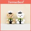Charming Brown And White Plush Bear Keychain With Cute Police Design For Bags