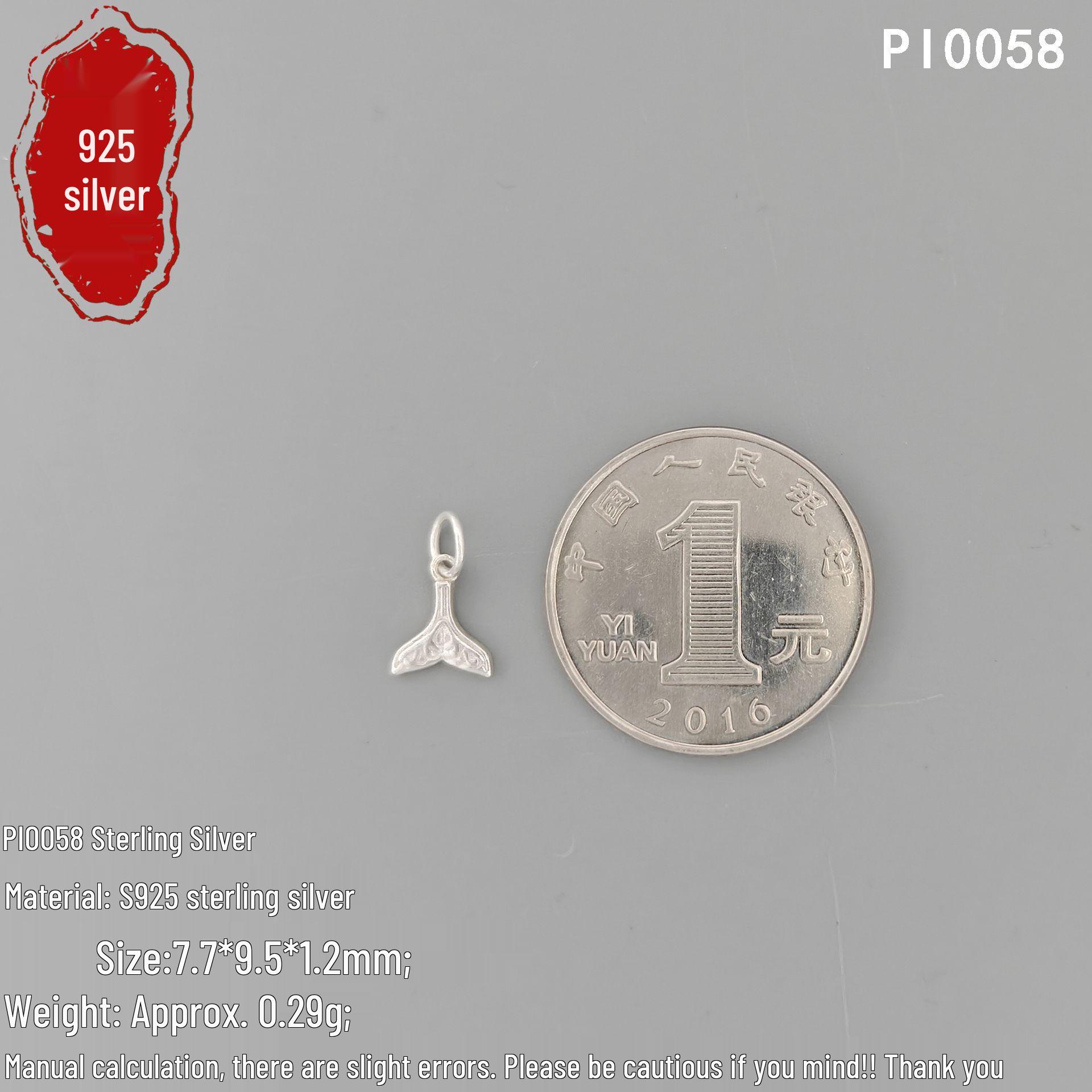 S925 Sterling Silver Mermaid Tail Pendant Charm Bracelet Spacer Bead