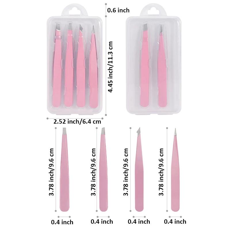 Multifunction 2-4Pcs/Set Eyebrow Tweezers Slanted Stainless Steel Hair Removal Clip For Eyelash Extension Tweezer Makeup Tool