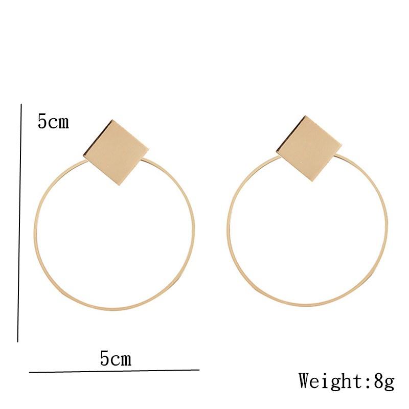 Vintage Big Hollow Round Earrings Minimalist Circle Dangle Earrings for Women Geometric Square Punk Zircon Trendy Accessories