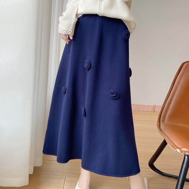 

Handmade 3D Pure Wool A-Line Skirt - Mid-Length, Elastic Waist, Versatile & Elegant for Women L