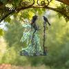 Colorful Light Catchers Stained Glass Style Skeleton Fairy Window Hanging Suncatcher, Acrylic Decorative Ornament with Butterfly Wings Sun Catcher for