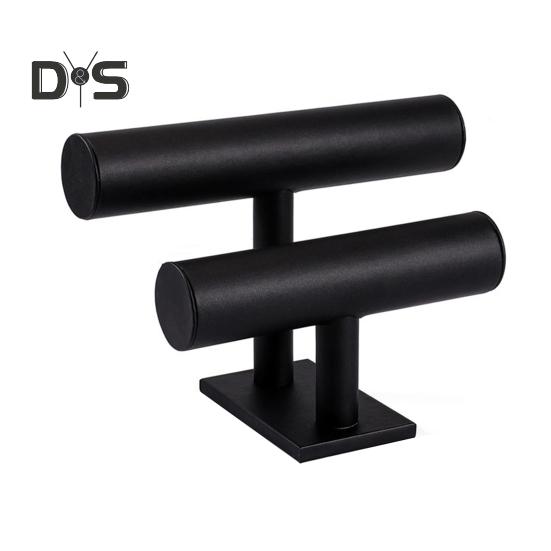 

Двухъярусная подставка для браслета, браслета, часов, ювелирных изделий, настольная горизонтальная подставка для часов для туалетного столика в спальне чёрный