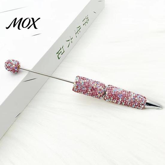 Beaded Ballpoint Pen Diamond Beadable Pens, Bling Rhinestone DIY Bead Pen, Crystal Shaft Decorative Black Ink Pens for Decorations Office School