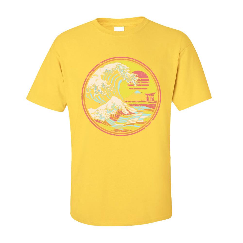 

Hip hop Man TShirts Great Retro Circle Wave Kanagawa Summer Autumn Tops T Shirt New Arrival Crewneck 100 Cotton TShirt 4XL
