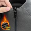 Men's Heavyweight Fleece-Lined Hoodie with Stand Collar, Half-Zip, and Thick Fabric; Solid Color Autumn/Winter Style.