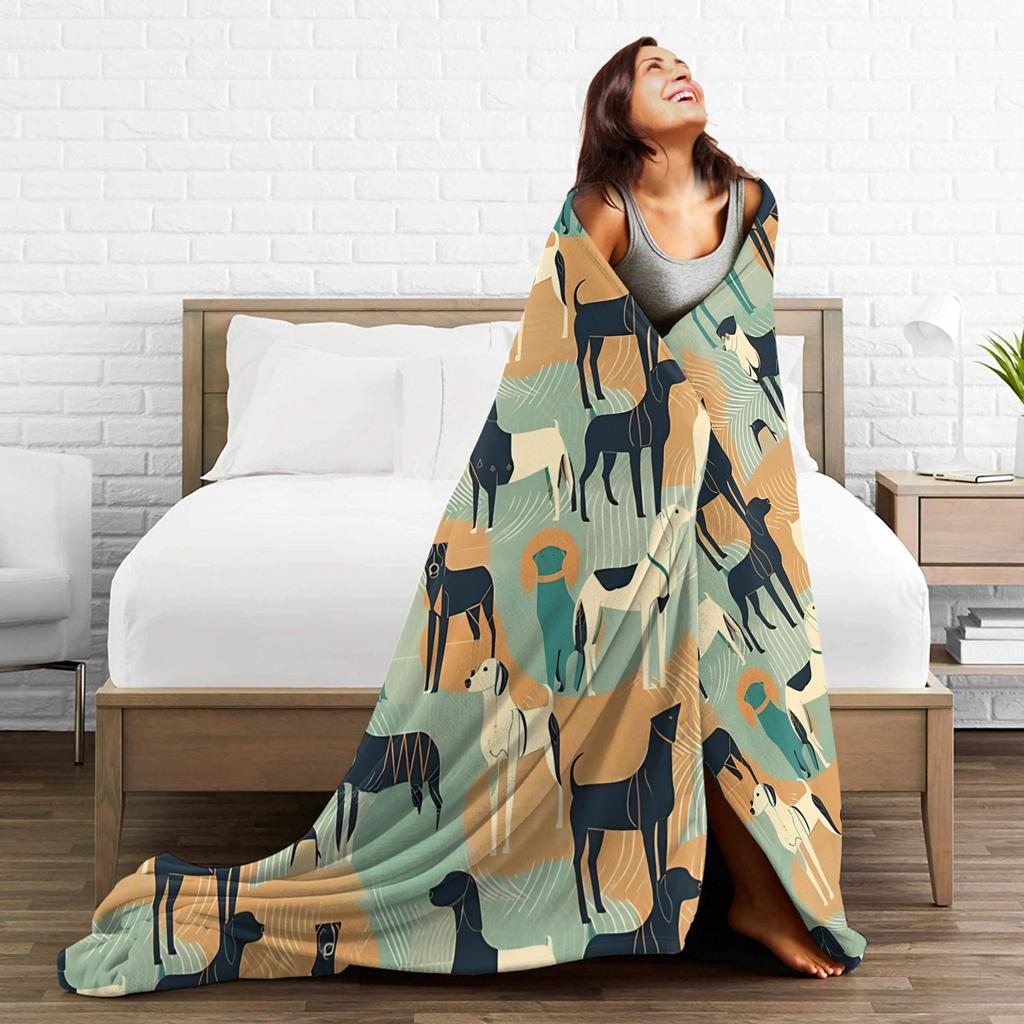 Retro Vintage Kunst Niedliche Hunde Decke Qualität Super Weiche Überwurfdecke Frühling Junge Mädchen Sofa Sessel Lustige Tagesdecke