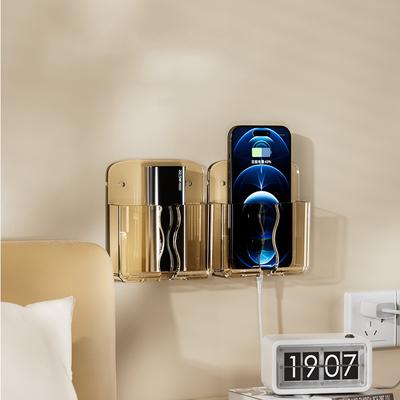 Nástenný držiak na mobilný telefón Univerzálny organizér na uloženie mobilu a nabíjačky Držiak na zavesenie diaľkového ovládača k TV Nabíjacia dokovacia stanica