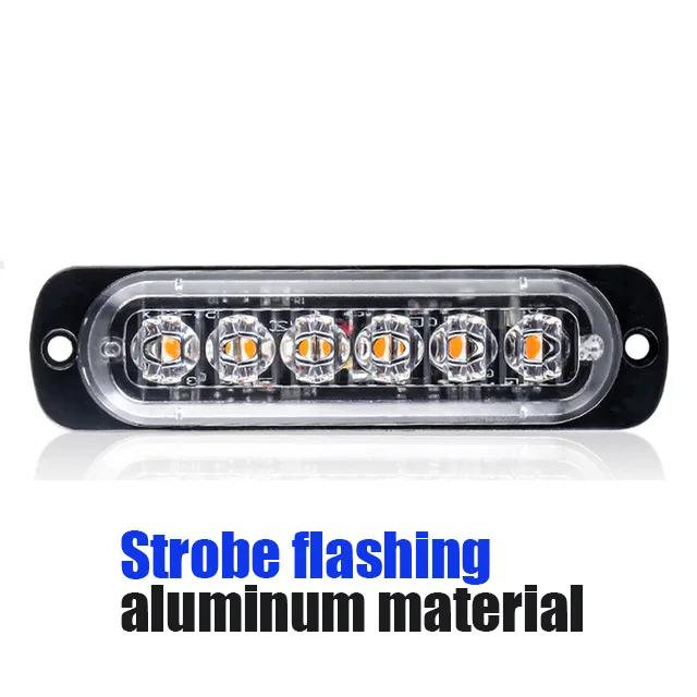 4/6LED Strobe Warning Light Emergency Lamp Flashing Signal Traffic Light Police Lamp Beacon Lamp White Yellow for Truck 12V/24V