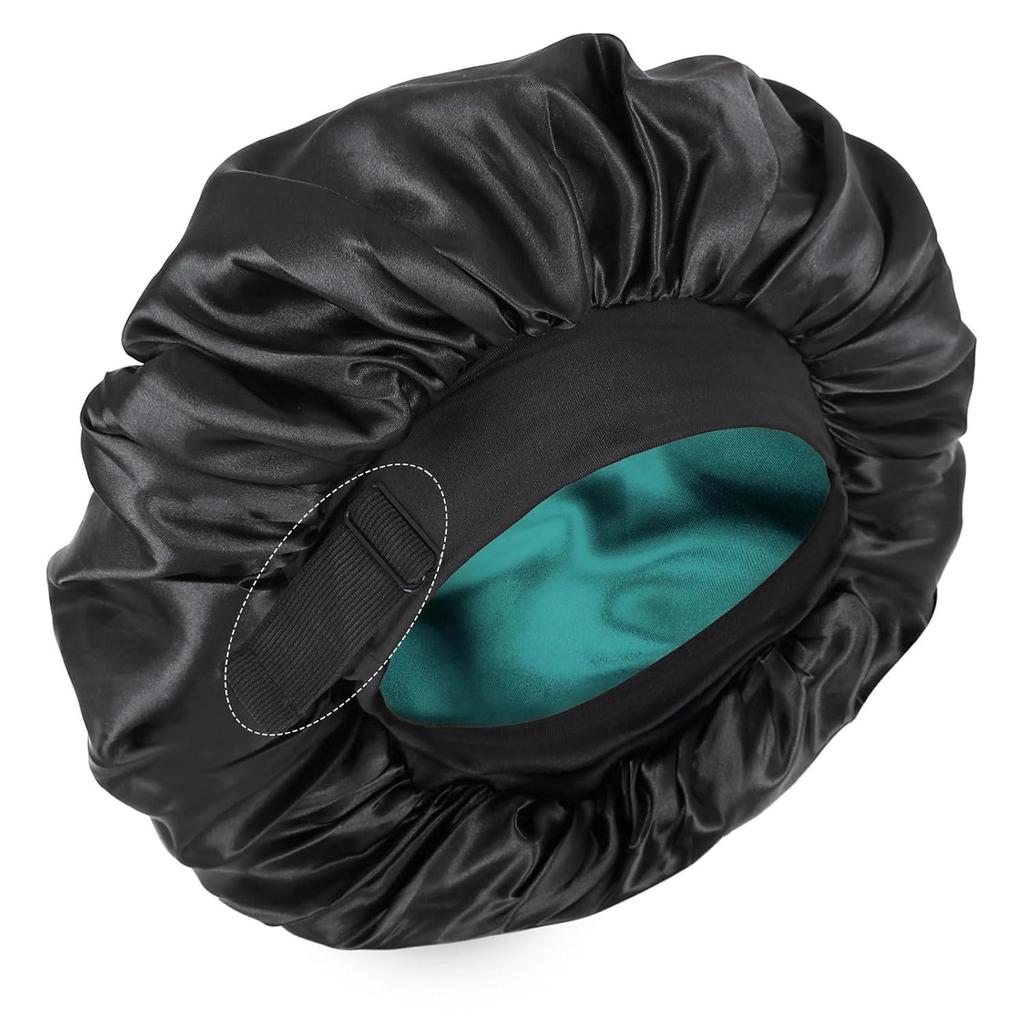 Shein Temu Double-Layer Elastic Satin Sleep Cap for Women